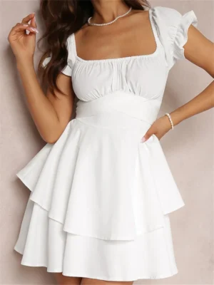 Women's Mini A-Line Dress Solid Color